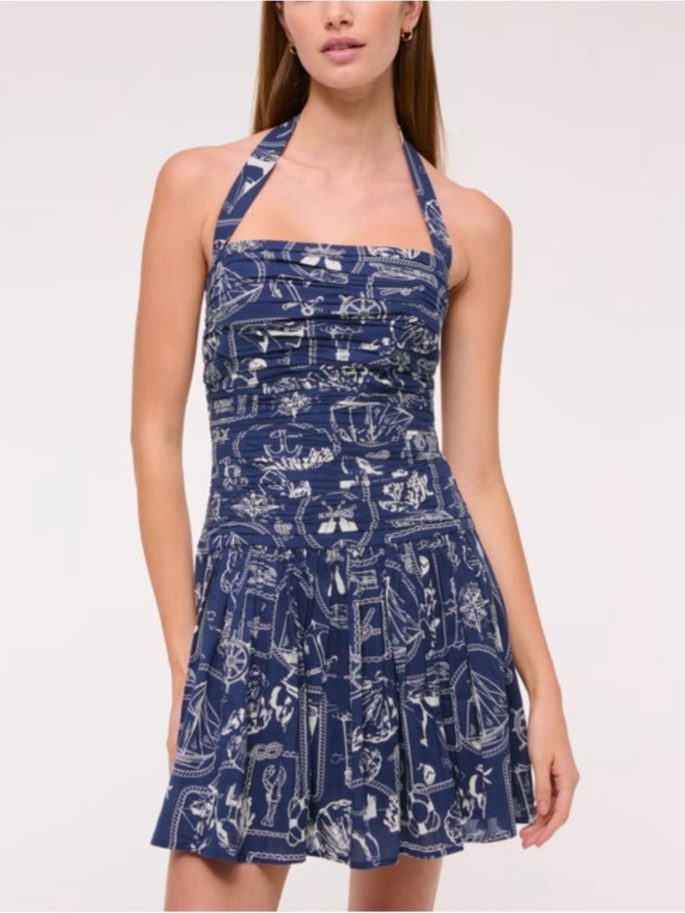Abercrombie & Fitch Emerson Drop-Waist Mini Dress NWT Navy White Nautical XL